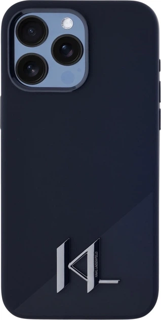 Панель Karl Lagerfeld Silicone Shadow Metal Initial MagSafe для Apple iPhone 15 Pro Black (3666339252946) - зображення 3