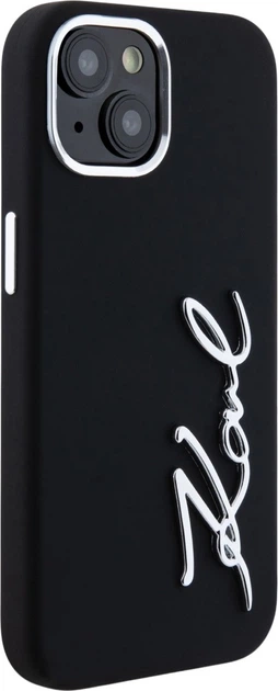 Панель Karl Lagerfeld Silicone Metal Script Logo для Apple iPhone 15 Black (3666339253349) - зображення 4