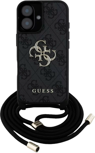 Панель Guess 4G Big Logo Cord Stap Crossbody для Apple iPhone 16 Black (3666339434267) - зображення 2