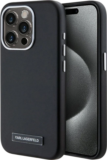 Панель Karl Lagerfeld FW Metal Plate MagSafe для Apple iPhone 15 Pro Max Black (3666339254919) - зображення 1