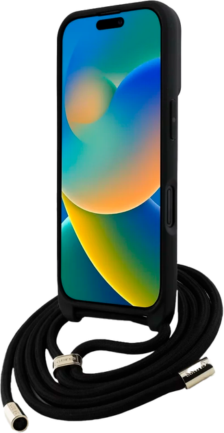 Панель Guess 4G Big Logo Cord Stap Crossbody для Apple iPhone 16 Plus Black (3666339434274) - зображення 4