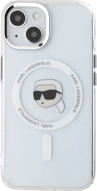 Etui plecki Karl Lagerfeld IML Metal Karl Head MagSafe do Apple iPhone 15 White (3666339284046) - obraz 3