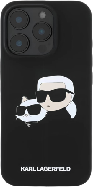 Etui Karl Lagerfeld Silicone Double Heads Print MagSafe do Apple iPhone 16 Pro Black (KLHMP16LSKCHPPLK) - obraz 2