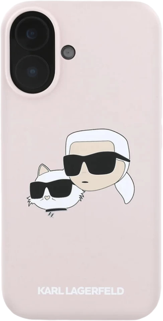 Etui Karl Lagerfeld Silicone Double Heads Print MagSafe do Apple iPhone 16 Pink (KLHMP16SSKCHPPLP) - obraz 2