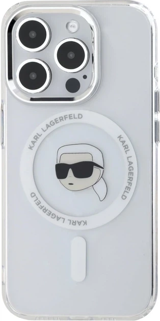 Etui plecki Karl Lagerfeld IML Metal Karl Head MagSafe do Apple iPhone 15 Pro White (3666339284060) - obraz 3