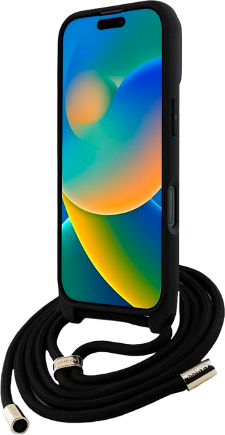Etui plecki Guess 4G Big Logo Cord Stap Crossbody do Apple iPhone 16 Pro Black (3666339434281) - obraz 4