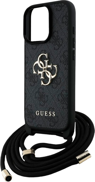 Etui plecki Guess 4G Big Logo Cord Stap Crossbody do Apple iPhone 16 Pro Black (3666339434281) - obraz 5