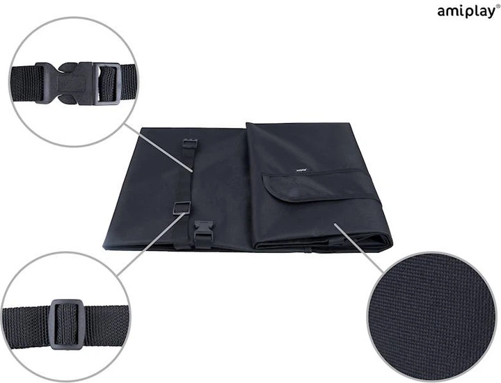 Mata dla psów Amiplay Exclusive samochodowa 150 x 150 cm Czarna (5907563212039) - obraz 2