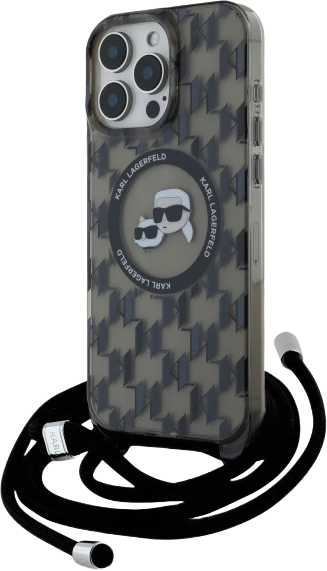 Панель Karl Lagerfeld IML Crossbody Monogram Karl & Choupette Head MagSafe для Apple iPhone 16 Pro Max Black (KLHMP16XHCKCKLCK) - зображення 1