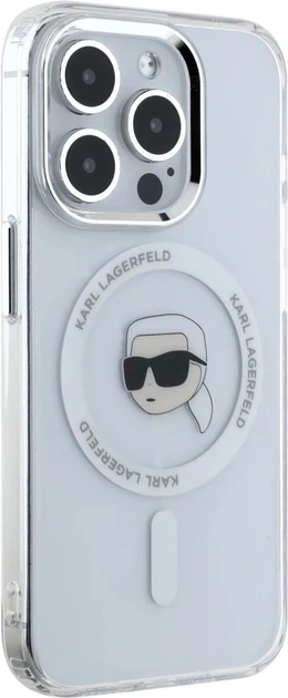 Etui plecki Karl Lagerfeld IML Metal Karl Head MagSafe do Apple iPhone 15 Pro Max White (3666339284077) - obraz 4