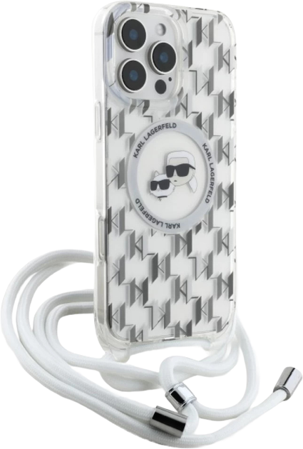 Панель Karl Lagerfeld IML Crossbody Monogram Karl & Choupette Head MagSafe для Apple iPhone 16 Pro Max Transparent (KLHMP16XHCKCKLCT) - зображення 1