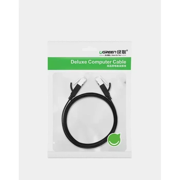Интернет кабель Ugreen Cat 6 UTP Ethernet плоский сетевой шнур патч-корд 1000 Mbps 1 м Black (NW101) - изображение 5
