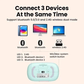Беспроводная USB мышь манипулятор Ugreen Rechargeable Dual Mode Wireless Mouse Pink (MU102) - Фото 8 Беспроводная USB мышь манипулятор Ugreen Rechargeable Dual Mode Wireless Mouse Pink (MU102) - изображение 8