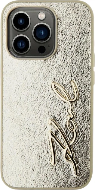 Etui plecki Karl Lagerfeld Wrinkled Metal Signature do Apple iPhone 15 Pro Golden (3666339255466) - obraz 3