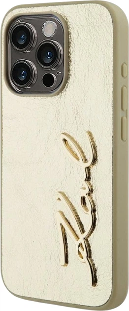 Etui plecki Karl Lagerfeld Wrinkled Metal Signature do Apple iPhone 15 Pro Max Golden (3666339255473) - obraz 2