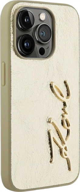 Etui plecki Karl Lagerfeld Wrinkled Metal Signature do Apple iPhone 15 Pro Max Golden (3666339255473) - obraz 4