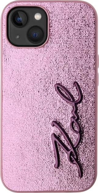 Etui plecki Karl Lagerfeld Wrinkled Metal Signature do Apple iPhone 15 Pro Pink (3666339255602) - obraz 3