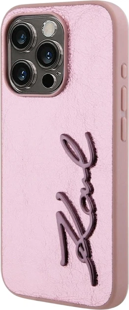 Etui plecki Karl Lagerfeld Wrinkled Metal Signature do Apple iPhone 15 Pro Max Pink (3666339255619) - obraz 2