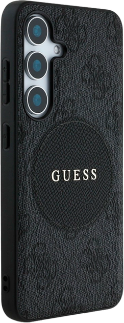 Etui Guess 4G Round Patch Classic Logo MagSafe do Samsung Galaxy S25 Black (3666339448912) - obraz 4