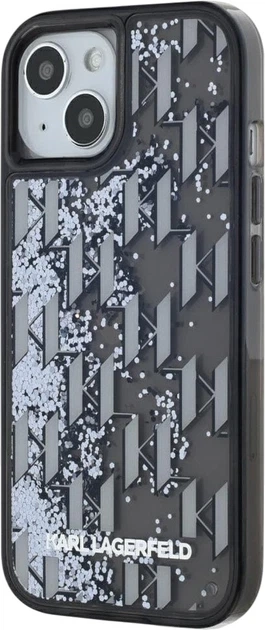 Etui plecki Karl Lagerfeld Liquide Glitter Monogram Gradient do Apple iPhone 15 Black (3666339256142) - obraz 2