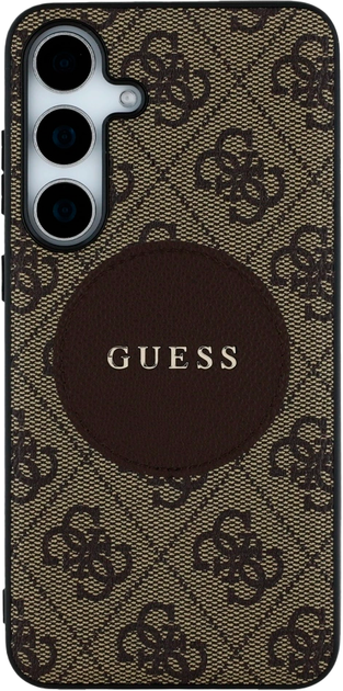 Etui Guess 4G Round Patch Classic Logo MagSafe do Samsung Galaxy S25 Brown (3666339448943) - obraz 3