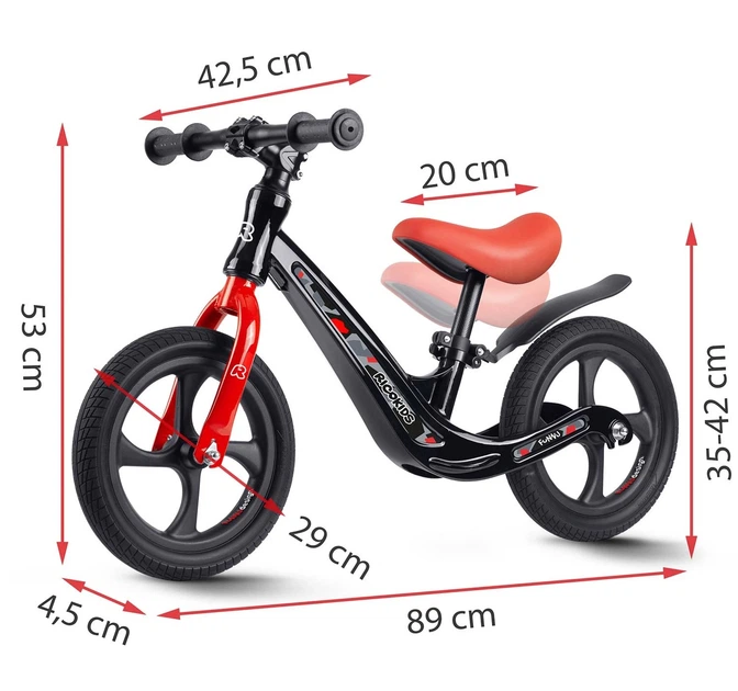 Rowerek biegowy dla dzieci Ricokids FUNNU 12" Czerwony (5903890629618) - obraz 7
