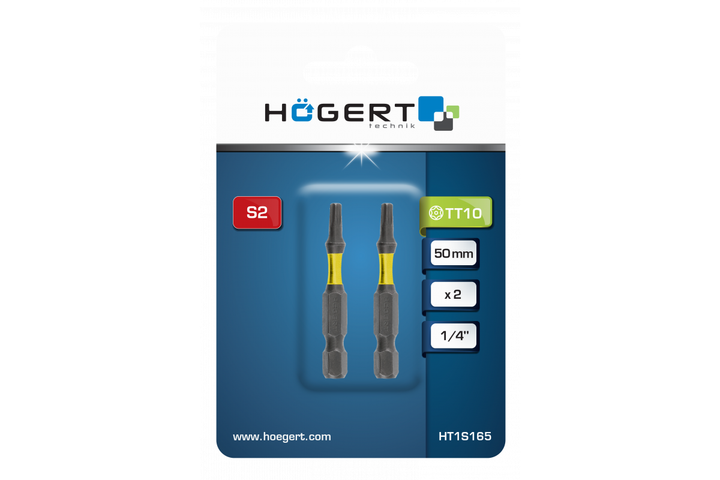 Длинные биты ударные Hogert T10 50 мм из прочной стали S2 2 штуки (HT1S165) - изображение 2
