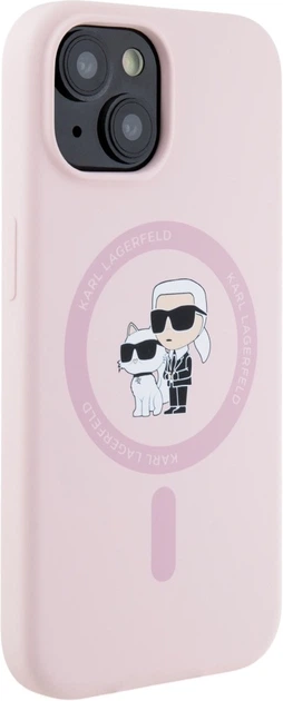 Панель Karl Lagerfeld Silicone Karl&Choupette MagSafe для Apple iPhone 15 Plus Pink (3666339254476) - зображення 4