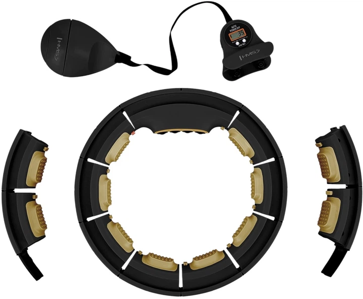 Hula-hop HMS HHM13 z magnesami, obciążnikiem i licznikiem czarno-złoty (5907695557633) - obraz 2