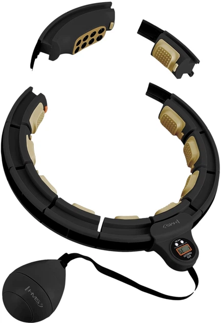 Hula-hop HMS HHM13 z magnesami, obciążnikiem i licznikiem czarno-złoty (5907695557633) - obraz 3