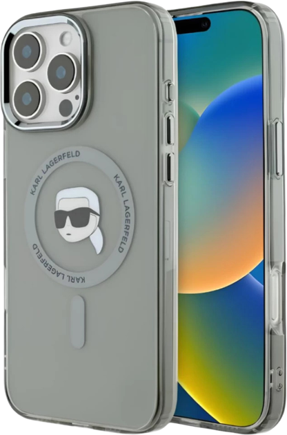 Панель Karl Lagerfeld IML Metal Karl Head MagSafe для iPhone 16 Pro Max Black (KLHMP16XHLSKIK) - зображення 1