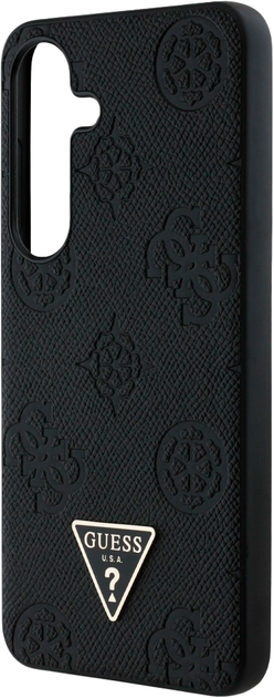 Панель Guess Grained Hot Stamp Peony Pattern Triangle Logo MagSafe для Samsung Galaxy S25 Black (3666339449223) - зображення 5