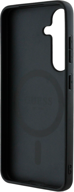 Панель Guess Grained Hot Stamp Peony Pattern Triangle Logo MagSafe для Samsung Galaxy S25 Black (3666339449223) - зображення 6