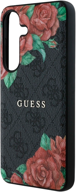 Панель Guess 4G Flowers Print Metal Classic Logo MagSafe для Samsung Galaxy S25 Black (3666339449261) - зображення 5