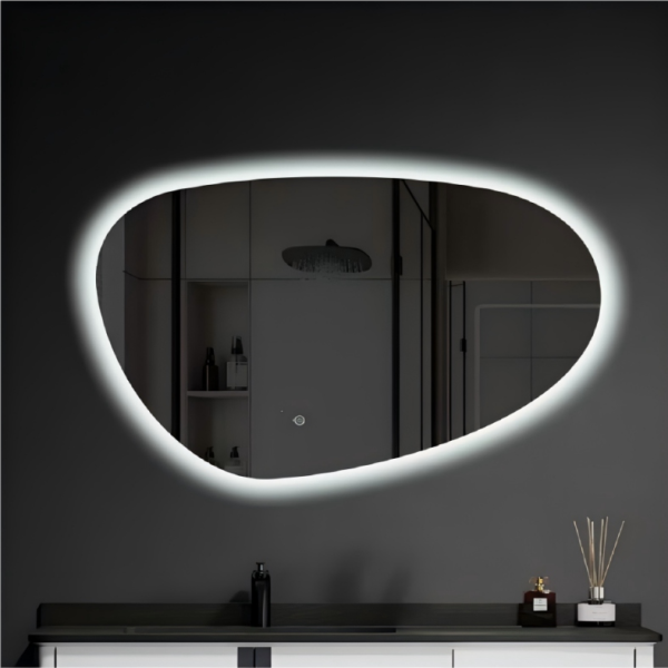 Настенное зеркало для ванной комнаты с LED подсветкой 90х70 см фигурное зеркало с подсветкой для ванной комнаты и коридора с сенсорным управлением и защитой от запотевания - изображение 2
