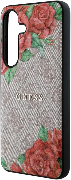 Панель Guess 4G Flowers Print Metal Classic Logo MagSafe для Samsung Galaxy S25 Pink (3666339449285) - зображення 5