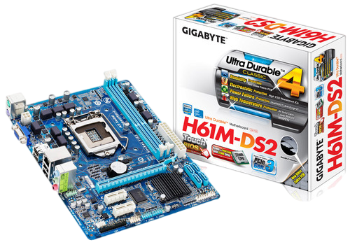 Материнська плата Gigabyte GA-H61M-DS2 LGA 1155 (GA-H61M-DS2) Б/В - Фото 2 Материнська плата Gigabyte GA-H61M-DS2 LGA 1155 (GA-H61M-DS2) Б/В - зображення 2