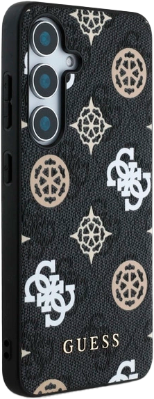 Etui Guess 4G Printed Colored Peony Pattern MagSafe do Samsung Galaxy S25 Black (3666339449322) - obraz 4