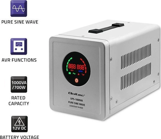 UPS Qoltec Pure Sine Wave 1000VA/700W Stała faza (50717) (955555905845903) - Outlet - obraz 5