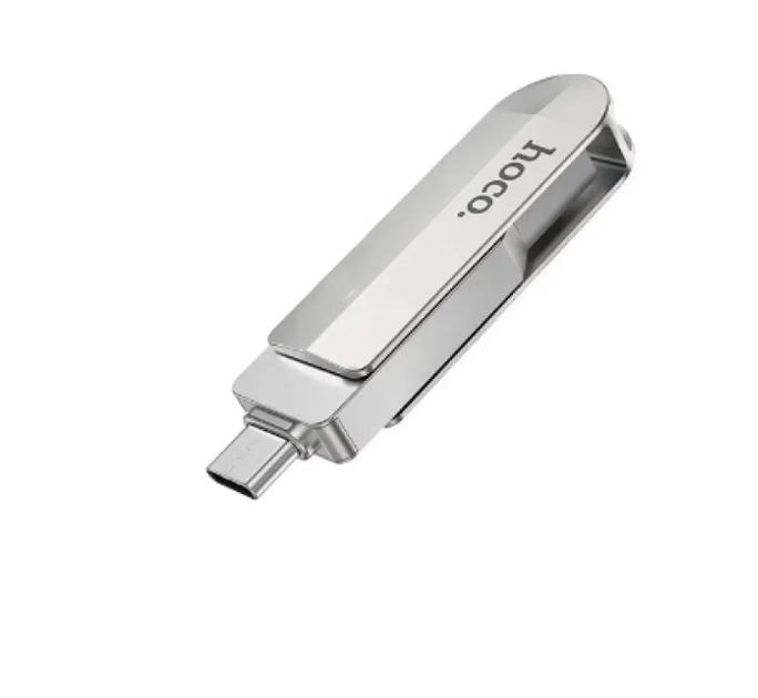 Флеш пам'ять USB 16 GB Hoco UD10 Wise Type-C+USB 3.0 сріблястий - изображение 4