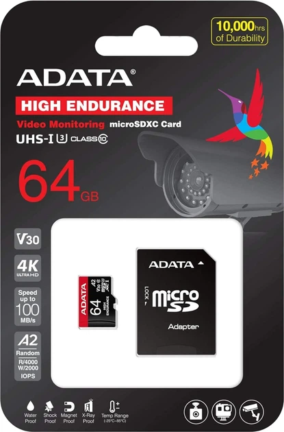 Карта пам'яті ADATA MicroSDXC 64 GB UHS-I Class 10 + SD адаптер (AUSDX64GUI3V30SHA2-RA1) - зображення 4