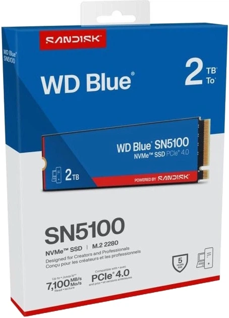 Диск SSD Western Digital Blue SN5100 2 TB M.2 2280 NVMe PCIe 4.0 x4 QLC 3D NAND (619659222833) - зображення 2