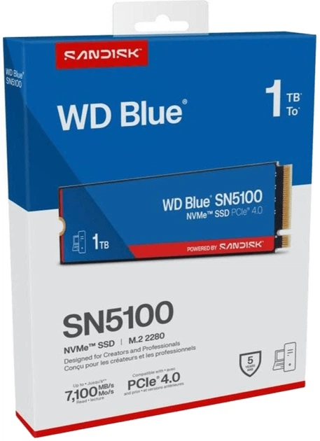 Диск SSD Western Digital Blue SN5100 1 TB M.2 2280 NVMe PCIe 4.0 x4 QLC 3D NAND (619659222840) - зображення 2