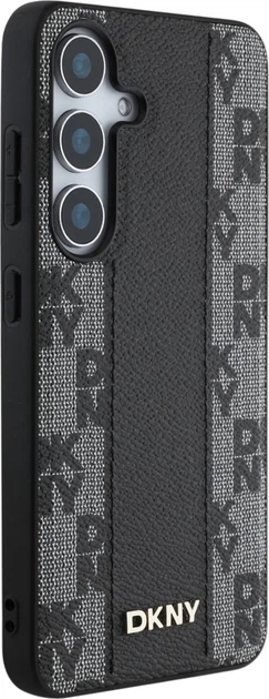 Etui plecki DKNY Leather Checkered Pattern MagSafe do Samsung Galaxy S25 Black (3666339423544) - obraz 4