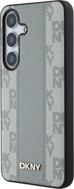 Etui plecki DKNY Leather Checkered Pattern MagSafe do Samsung Galaxy S25 Taupe (3666339423575) - obraz 2