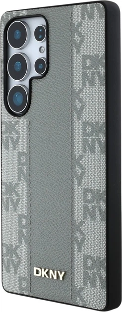 Etui plecki DKNY Leather Checkered Pattern MagSafe do Samsung Galaxy S25 Ultra Taupe (3666339423599) - obraz 2