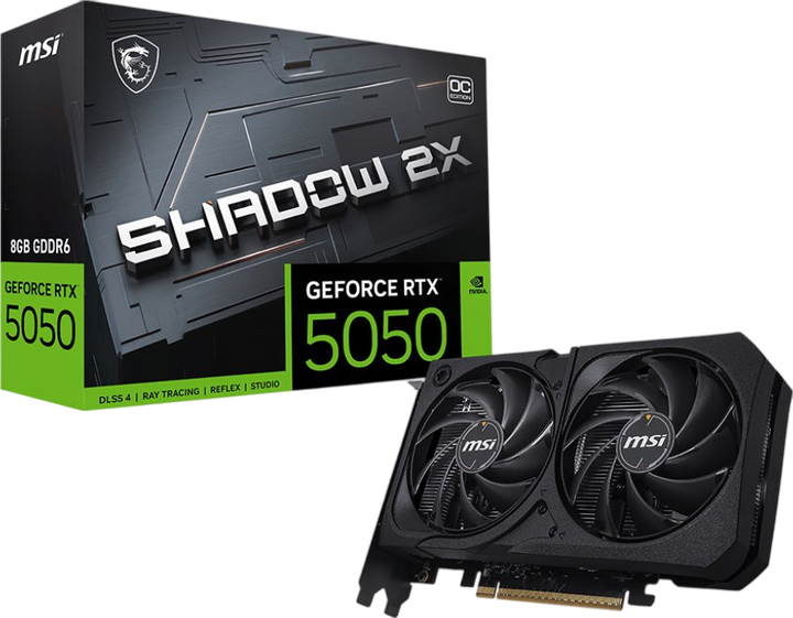 Відеокарта GeForce RTX 5050 8GB MSI Shadow 2X OC (RTX 5050 8G SHADOW 2X OC) - Фото 1 Відеокарта GeForce RTX 5050 8GB MSI Shadow 2X OC (RTX 5050 8G SHADOW 2X OC) - изображение 1