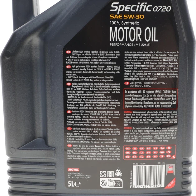 Olej silnikowy Motul Specific 0720 5W-30 5 l 102209 (3374650234465) - obraz 3