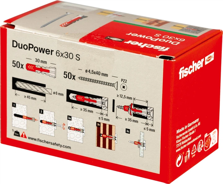 Kołek rozporowy Fischer DuoPower 535459 8 x 40 mm S ze śrubą 50 szt (4048962239881) - obraz 3
