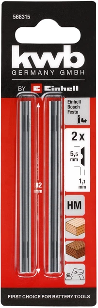 Noże do strugarki elektrycznej KWB 5.5 x 82 x 1.1 mm 2 szt (568315) (4009315683157) - obraz 2